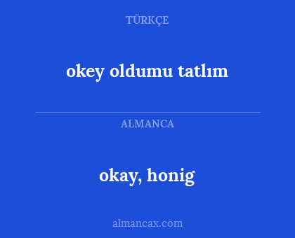 okay, honig - okey oldumu tatlım