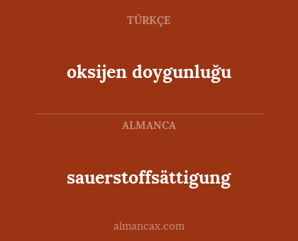 oksijen doygunluğu - sauerstoffsättigung