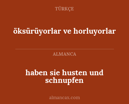 öksürüyorlar ve horluyorlar - haben sie husten und schnupfen