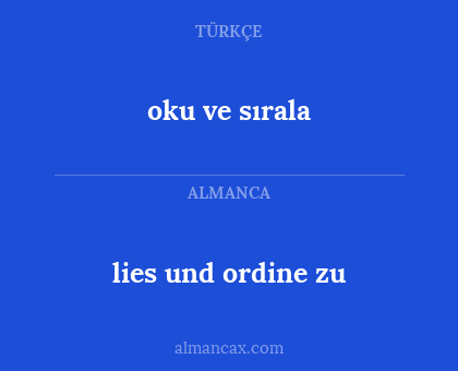 oku ve sırala - lies und ordine zu