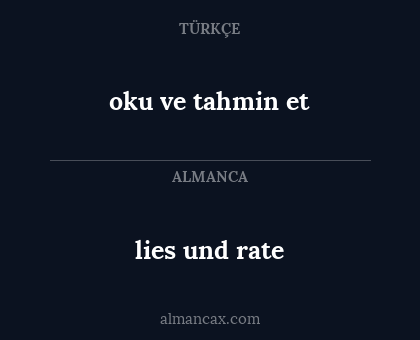 lies und rate - oku ve tahmin et