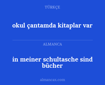 in meiner schultasche sind bücher - okul çantamda kitaplar var