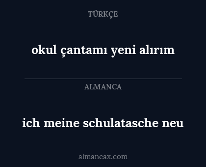 okul çantamı yeni alırım - ich meine schulatasche neu