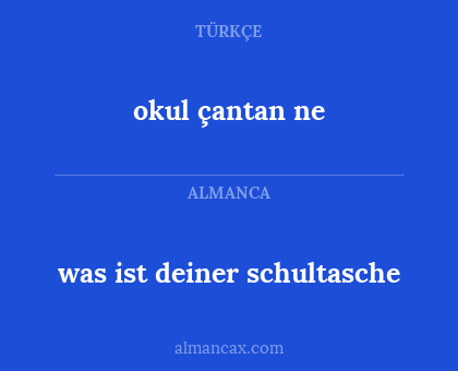 okul çantan ne - was ist deiner schultasche