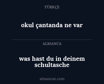 okul çantanda ne var - was hast du in deinem schultasche