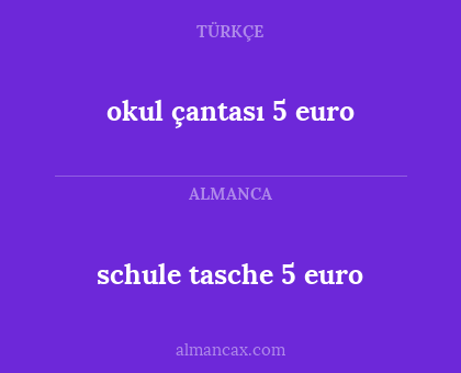 okul çantası 5 euro - schule tasche 5 euro