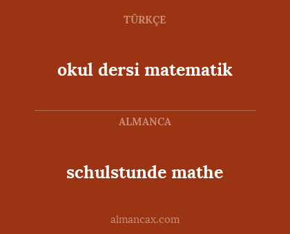 okul dersi matematik - schulstunde mathe