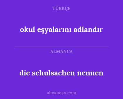 die schulsachen nennen - okul eşyalarını adlandır