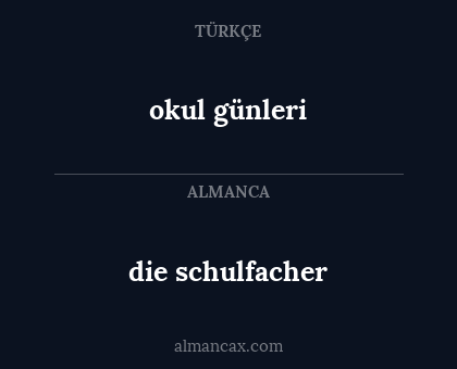 okul günleri - die schulfacher