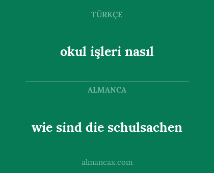 wie sind die schulsachen - okul işleri nasıl