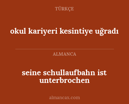 okul kariyeri kesintiye uğradı - seine schullaufbahn ist unterbrochen