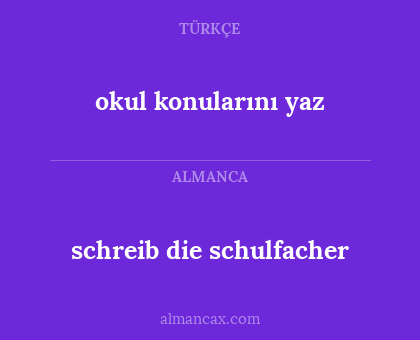 schreib die schulfacher - okul konularını yaz