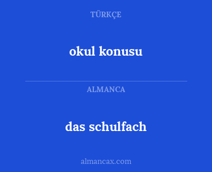 okul konusu - das schulfach