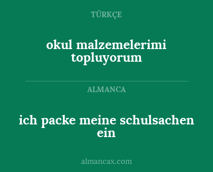 ich packe meine schulsachen ein - okul malzemelerimi topluyorum