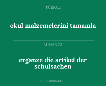 erganze die artikel der schulsachen - okul malzemelerini tamamla