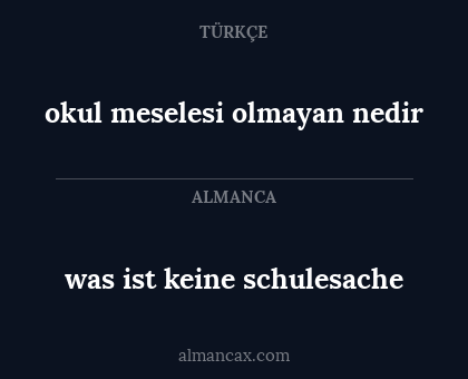 okul meselesi olmayan nedir - was ist keine schulesache