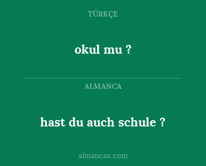 okul mu ? - hast du auch schule ?