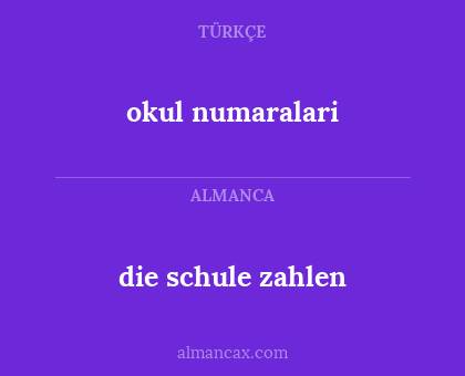 die schule zahlen - okul numaralari