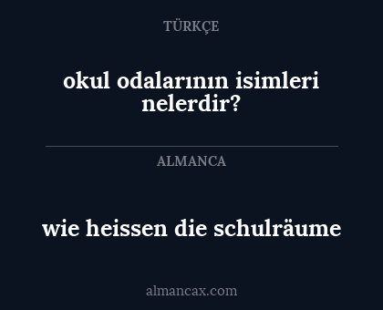 wie heissen die schulräume - okul odalarının isimleri nelerdir?