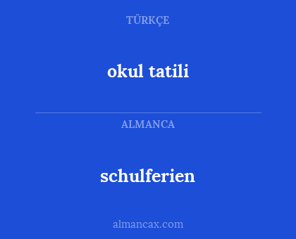 okul tatili - schulferien