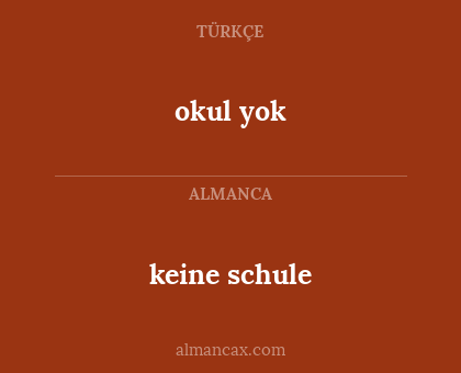 keine schule - okul yok