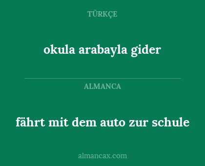 fährt mit dem auto zur schule - okula arabayla gider