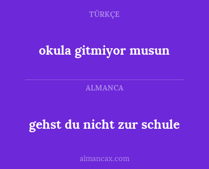 gehst du nicht zur schule - okula gitmiyor musun