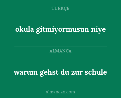 okula gitmiyormusun niye - warum gehst du zur schule