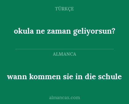 wann kommen sie in die schule - okula ne zaman geliyorsun?
