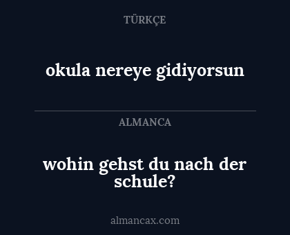 wohin gehst du nach der schule? - okula nereye gidiyorsun