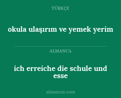 okula ulaşırım ve yemek yerim - ich erreiche die schule und esse