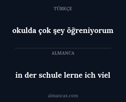 in der schule lerne ich viel - okulda çok şey öğreniyorum
