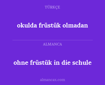 okulda früstük olmadan - ohne früstük in die schule