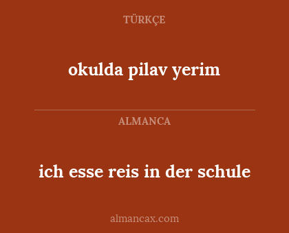 ich esse reis in der schule - okulda pilav yerim