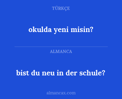 bist du neu in der schule? - okulda yeni misin?