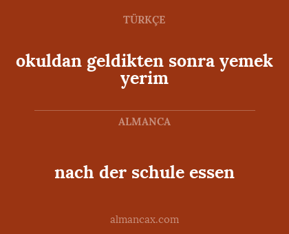 nach der schule essen - okuldan geldikten sonra yemek yerim