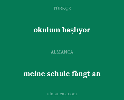 meine schule fängt an - okulum başlıyor