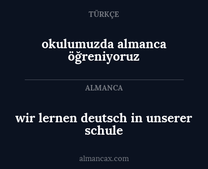 okulumuzda almanca öğreniyoruz - wir lernen deutsch in unserer schule