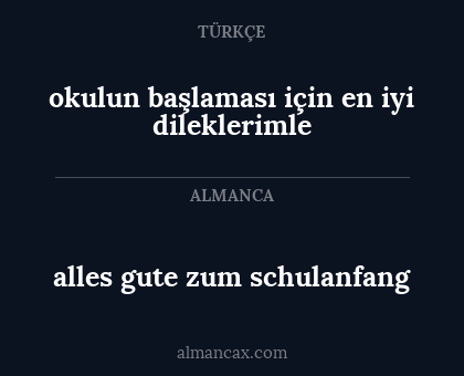okulun başlaması için en iyi dileklerimle - alles gute zum schulanfang
