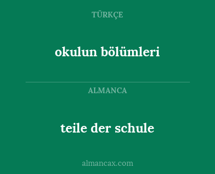 teile der schule - okulun bölümleri