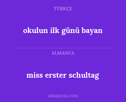 okulun ilk günü bayan - miss erster schultag