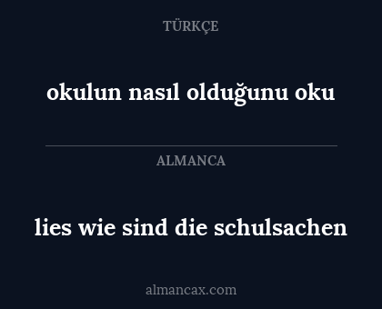 lies wie sind die schulsachen - okulun nasıl olduğunu oku