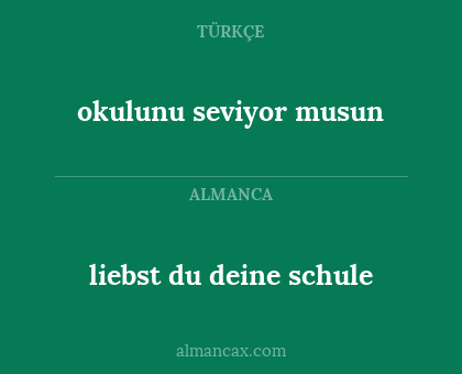 liebst du deine schule - okulunu seviyor musun