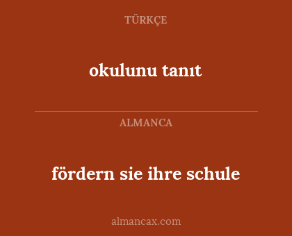okulunu tanıt - fördern sie ihre schule