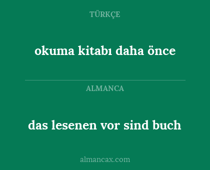 das lesenen vor sind buch - okuma kitabı daha önce