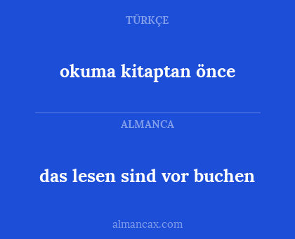 okuma kitaptan önce - das lesen sind vor buchen
