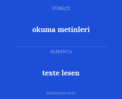 okuma metinleri - texte lesen