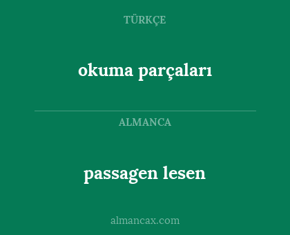 okuma parçaları - passagen lesen