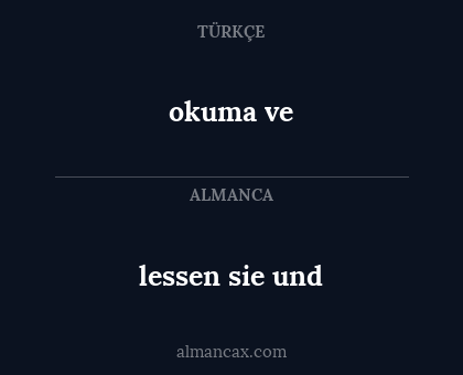 lessen sie und - okuma ve