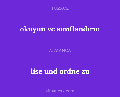 okuyun ve sınıflandırın - lise und ordne zu